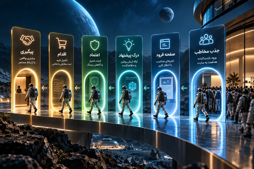 شش مرحله مسیر تبدیل بازدیدکننده به مشتری از جذب مخاطب تا پیگیری